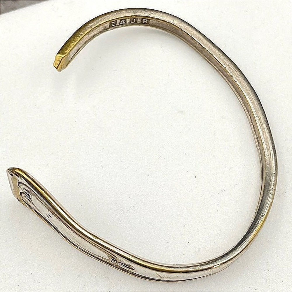 Vintage E&JB‎ Two-Tone Classic Fashion Retro Metal Art Deco Cuff Slide Bracelet